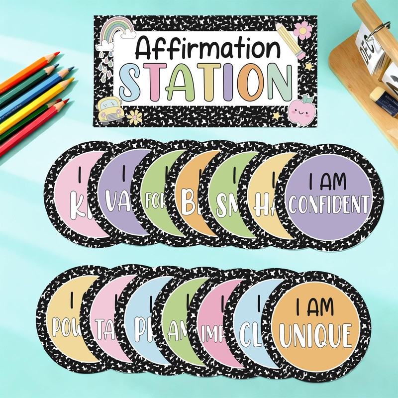 Composition Notebook Affirmation Station Bulletin Board Set Positive Bulletin Board