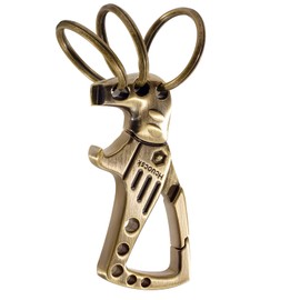 Hcuocsk Heavy Duty Metal Keychain for Daily Use, Carabiner Keys Clips Multifunctional with Bottle Opener, 3 Key Rings, and Secure Locking Gate, Family Car Key Chains for Men and Women(Bronze,1-Pack)