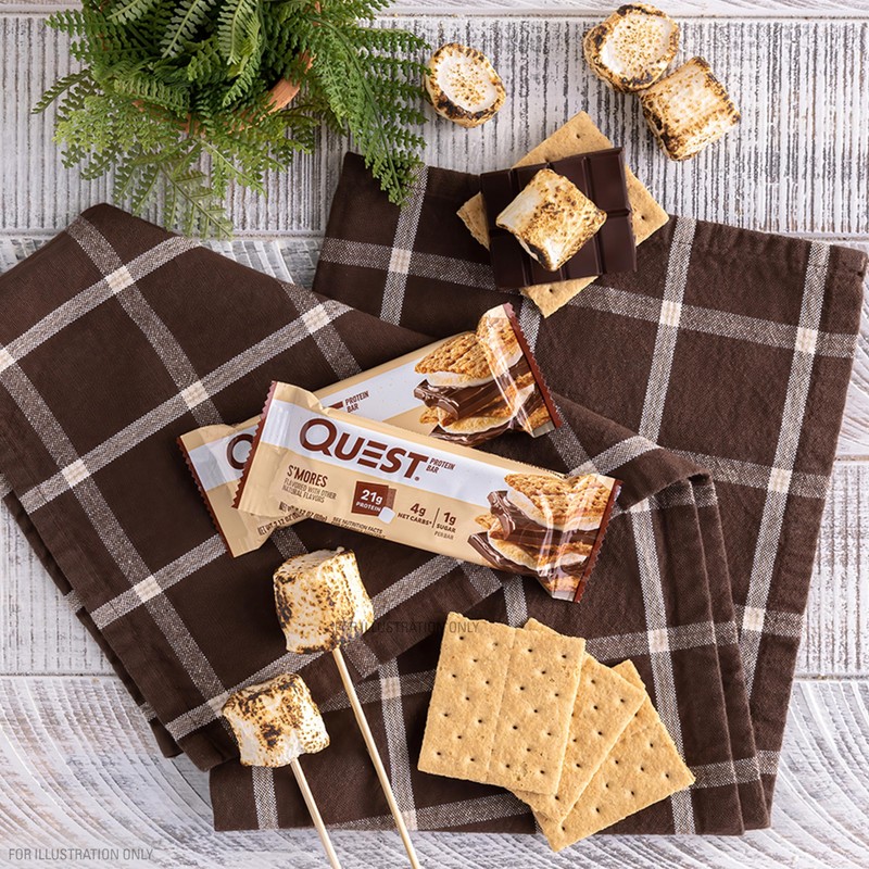 Quest Nutrition S'mores Protein Bar, 21g Protein, 4g Net Carbs,
