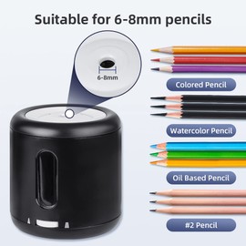 tenwin Electric Pencil Sharpener,Battery Powered and Portable Pencil Sharpeners Kid, Blade to Fast Sharpen,Suitable for NO.2/Colored Pencils(6-8mm), School/Classroom/Office/Home