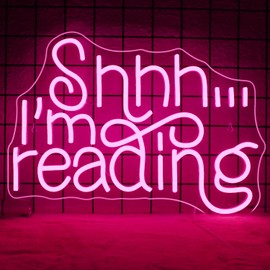 WLHOPE Shhh Im Reading Neon Sign Neon Signs for Wall Decor Dimmable Read Books Neon Lights LED Sign for Book Lovers Gifts Bedroom Bookstore Reading Room Library Study Room Decoration