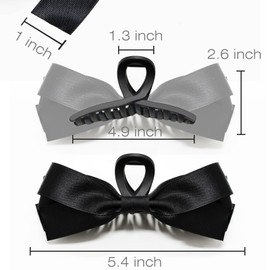 Sizobi Bow Claw Clips, Bow Hair Clips White Hair Bows, Hair Accessories for Women, Extra Large Black Barrettes, Scrunchies for Thin Thick Curly Hair