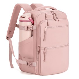 mibasies 30L Travel Backpack for Women & Men: Carry On Luggage Flight Approved, TSA Laptop Backpack with Water Bottle Pocket, Personal Item Bag Fits 15.6" Laptop for Weekender Business - Pink