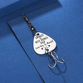 CJ&M Bonus Dad Hooked The Best Bonus Dad Fishing Lure for Step Dad Gift Idea Bonus Dad Gift from Son,Fishing Lure Gift for Step Dad