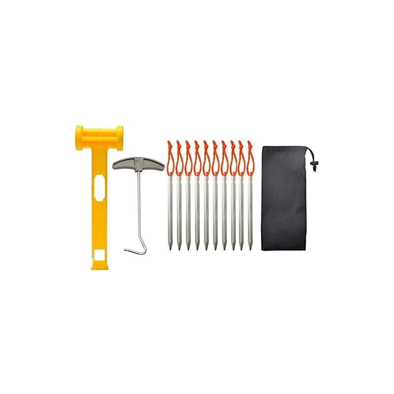 Tiardey 10Pcs Aluminum Lightweight Tent Stakes Set, Camping Tent Stakes