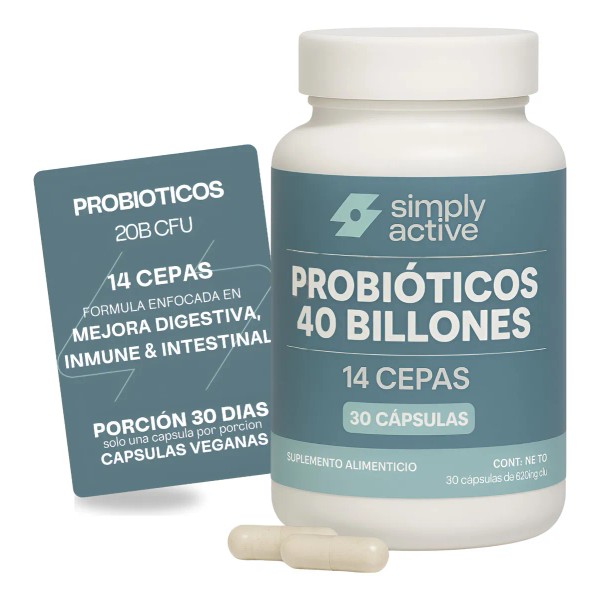 SIMPLY ACTIVE Probioticos 40 Billones CFU Probiticos 14 Cepas -