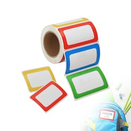 Name Tags - 200 Labels in Total - 3.5" x 2.5" - Colourful Plain Name Tags for Clothes, Bottles and Folders