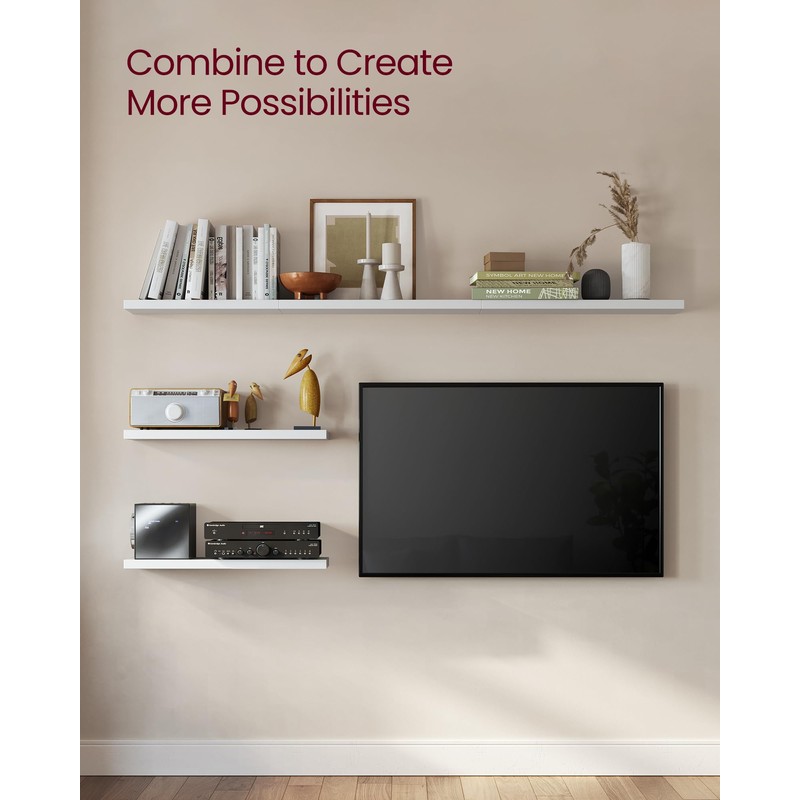 VASAGLE Wall Shelves Set of 2, Floating Shelves, Wall Mounted,