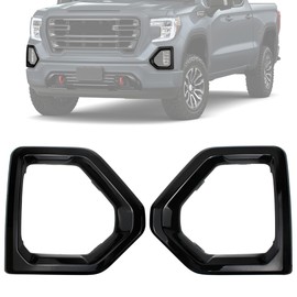 COOL STAR 1 Pair Front Driving Fog Light Bezel Cover Compatible with 2019-2021 GMC Sierra 1500 4-Door Denali SLT AT4 Front Bumper Spot Lights Bezel Replaces 84176753 84176752 Black