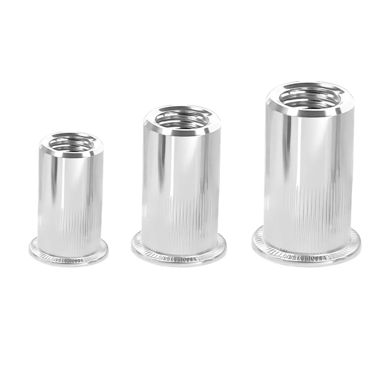 Qrity 50 PCS Rivet Nut, Stainless Steel Flat Head Threaded