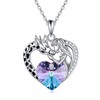 SHEAISRS Giraffe Necklace for Women 925 Sterling Silver With Crystal