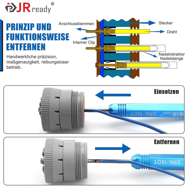 JRready ST5231-08 German Pin Removal Tool Kit for 12# 16#