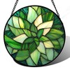 CRISGIF Stained Glass Window Hanging - Green Plants Suncatcher for