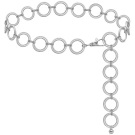 LIMHOO Metal Waist Chain for Women Belly Link Chain Belt for Dresses, Xl447 O-ring silver