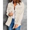 Vetinee Women's Oversized Boyfriend Cannoli Cream Front Button Up Frayed