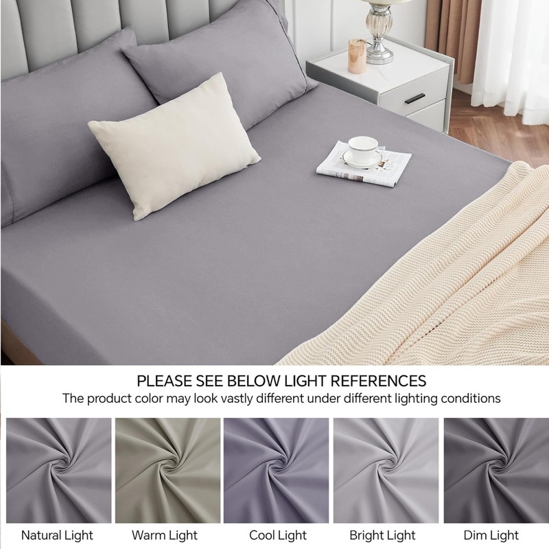My Home Store Grey Double Fitted Sheet - Cotton Bed
