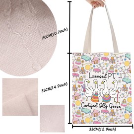 Silly Goose Gift Goose PT Goose Lover Tote Bag Physiotherapy Therapist Gift Medical Goose Bag, Pt certified, M
