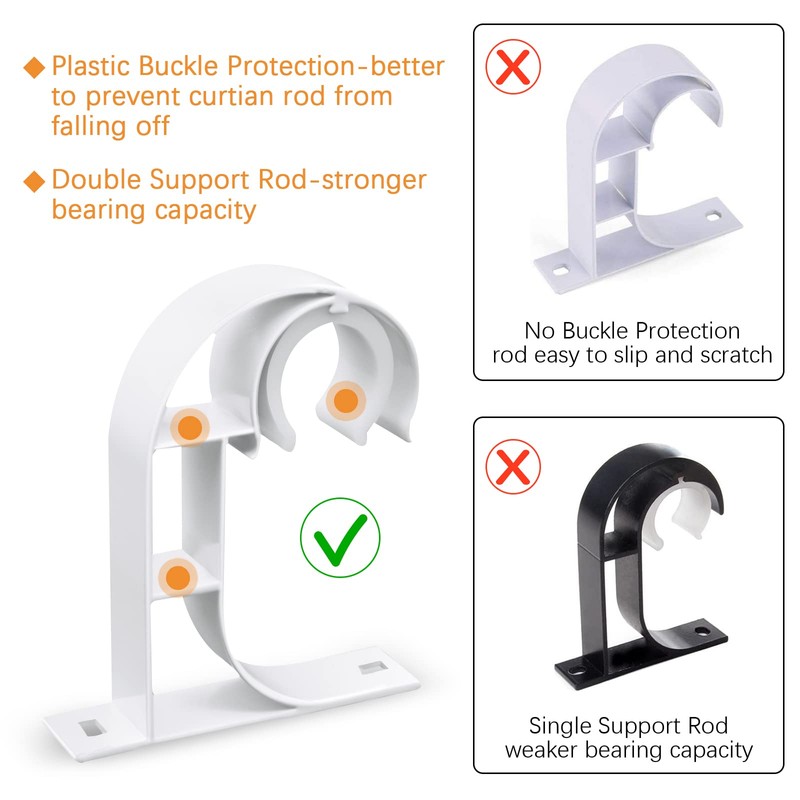 TOKPLNU Ceiling Curtain Rod Bracket, Ceiling Curtain Rod Hooks White