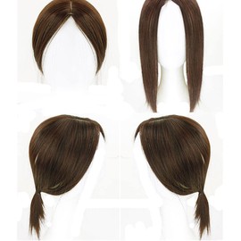 Clip In Forehead Hairpiece Straight Middle Part Neck-Length Women Hair Topper Extension Light Brown