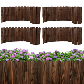 Mulctun Wood Garden Edging - 11.8" H X 47" L Sturdy Wooden Landscape Edging, Natural Flower Bed Edging Borders, Decorative Wooden Garden Fence for Yard Flower Bed Lawns Pathway Tree (4 Packs)