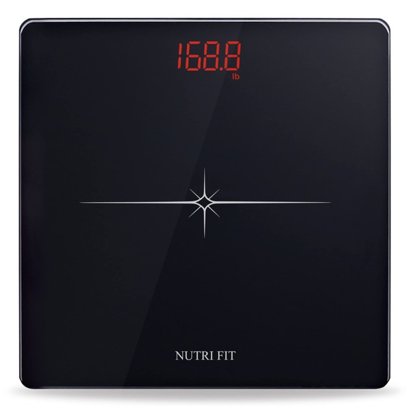 NUTRI FIT Digital Scale for Body Weight, Precision Bathroom Weighing Scale Step-On Technology High Capacity - 330 lb, LED Display with High Precision Measurements, Black