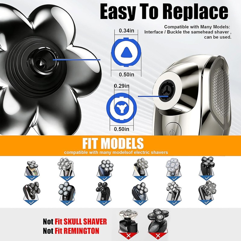 7 Head Magnetic Shaver Head Replacement For SHPAVVER/Wyklaus/Cyruzi Shaver