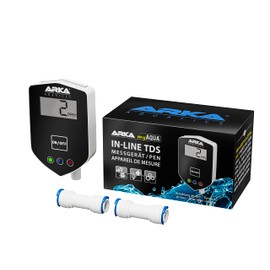 ARKA myAQUA Inline TDS Meter - Permanent TDS Water Value Measurement with 1/4 Inch Connections, Compact & Precise, Ideal for Reverse Osmosis Systems, for Water Quality Control