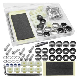 UHANBUT Anti Theft Car License Plate Screws, M6 (1/4") Stainless Steel Tag Plate Fastener Bolt, Rustproof Tamper Proof License Frame Cover Mounting Hardware for Front Rear Frame Holder (Silver)