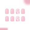 Pink Press on Nails Short Square Fake Nails with Glitter