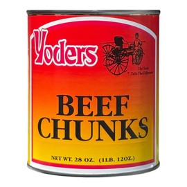 Yoder's Fully Cooked 28 Oz Fresh REAL Canned Beef Chunks 6 Cans Ready to Eat Perfect For Food Storage Plan, Family Preparedness and Emergency Readiness Ideal for Camping, Travel and Shelf Stable