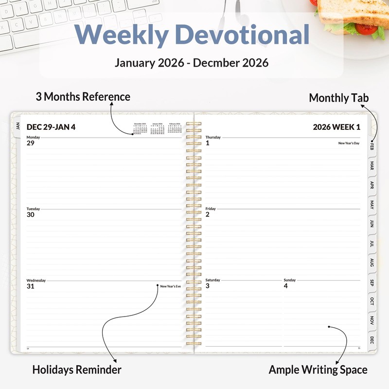 SUNEE 2026 Planner, Weekly and Monthly Calendar Planner, January 2026-December