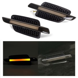 HECASA Front Fender Side Marker Lights Compatible with 2008 2009 Pontiac G8 Pair Smoke Amber LED Turn Signal Light