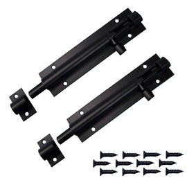 2 PCS Door Bolts, 6 Inch Door Barrel Bolt Lock Black Heavy Duty Brenton Gate Bolt Lock Door Latch Bolt Door Security Door Lock Slide Latch for Gates Tower Garden Bedroom Bathroom Internal Doors
