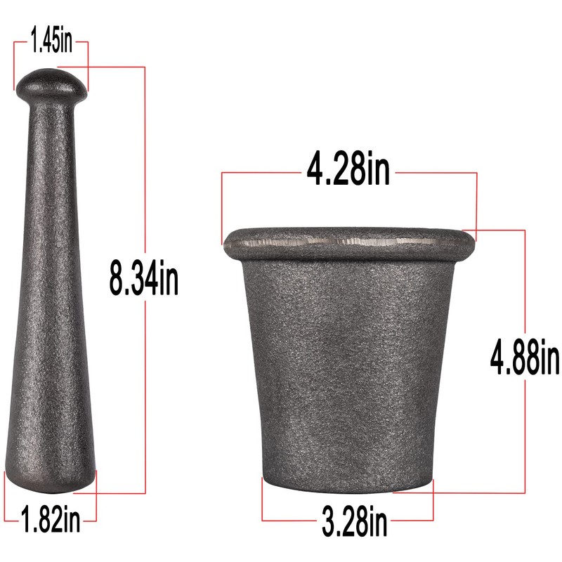 Cast Iron Mortar and Pestle Tool Set Rock-Ore Crusher Grinder