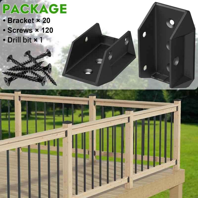 Toscoco 20 Pcs Heavy-Duty Aluminum ADC-12 Deck Railing Bracket Connectors