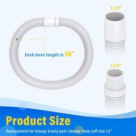 Universal Pool Vacuum Hose 48" Long Fit for Kreepy Krauly, Baracuda G3/G4, Hayward Navigator, Pool Vac Ultra and Most Automatic Pool Vacuum Cleaners, Swimming Pool Cleaner Suction Hose, 3 Pack