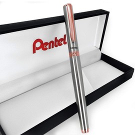 Pentel Sterling Symphony Silver Barrel Rollerball Black Ink Pen