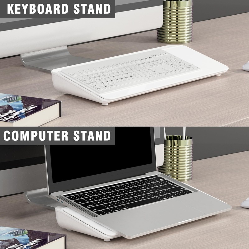 SELEAD Desktop Glass Whiteboard with Organizer & Built-in Mirror, Small