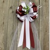 Burgundy and White Wedding Pull Bows with Tulle Tails and