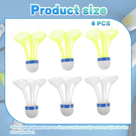 BbiuRer Pack of 6 Shuttlecocks, Windproof Shuttlecocks, Badminton Balls, Yellow and White with Soft Cork Double Head, Ideal for Outdoor and Indoor Use (White x 3, Yellow x 3)
