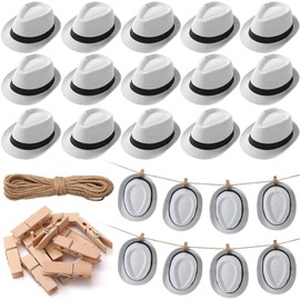 Skicuff 16 Pack Cuban Hats Bulk Cuban Hat Banners Havana Night Birthday Party Decoration Wedding Celebration for Men Women(White)