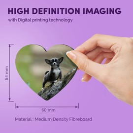 1 x Heart MDF Magnets - Small Black Chihuahua Puppy Dog 46313