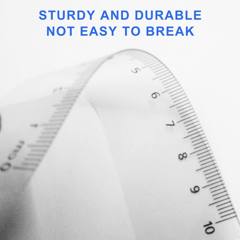 7 Pieces Plastic Ruler, Transparent Precision Ruler, Double Sided Ruler