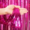 YAAVAAW 2pcs 3.2 x 8.3ft Glitter Hot Pink Foil Fringe