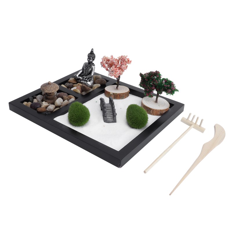 Zen Garden Sand Table Buddha Statue Sandbox Japanese Style Desktop