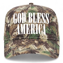 God Bless America Vintage Trucker Hat | 4th of July USA Party | Premium Snapback Baseball Hat for Men & Women (US, Alpha, One Size, Camo)