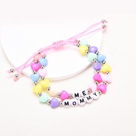 IKIATY First Day of Preschool Bracelet Gifts, First Day of School Prek Bracelet Mommy and Me, Mother Mom and Daughter Heart Bracelets Set 2, Back to School Gifts for Girls Daughter
