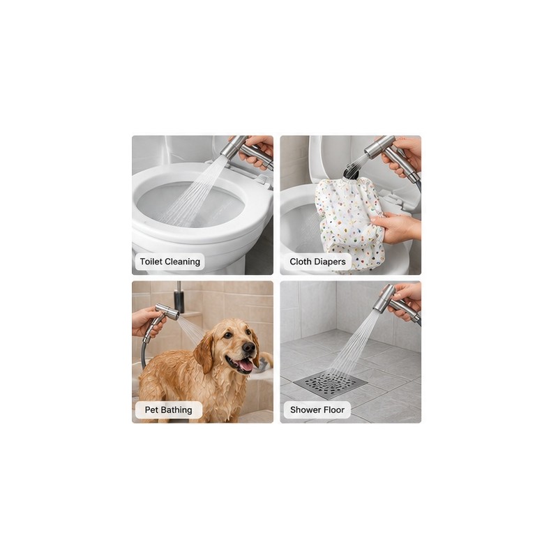 Handheld Bidet Sprayer for Toilet - Stainless Steel Spray Gun