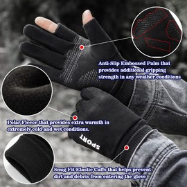 LSAMA Bike Gloves, 2 Exposed Fingerless Cycling Gloves, Running Biking Sporting Working Weather Thermal Gloves for Men Women