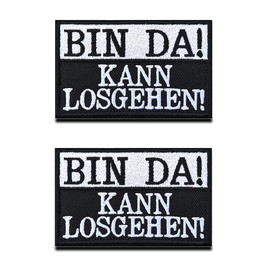 2 Pieces "Bin Da Kann" Encouraged Healing Embroidered Appliqué Funny Biker Fun Morale Patches for Tactical Airsoft Cosplay Paintball Clothing Backpack Uniform Dog Vest